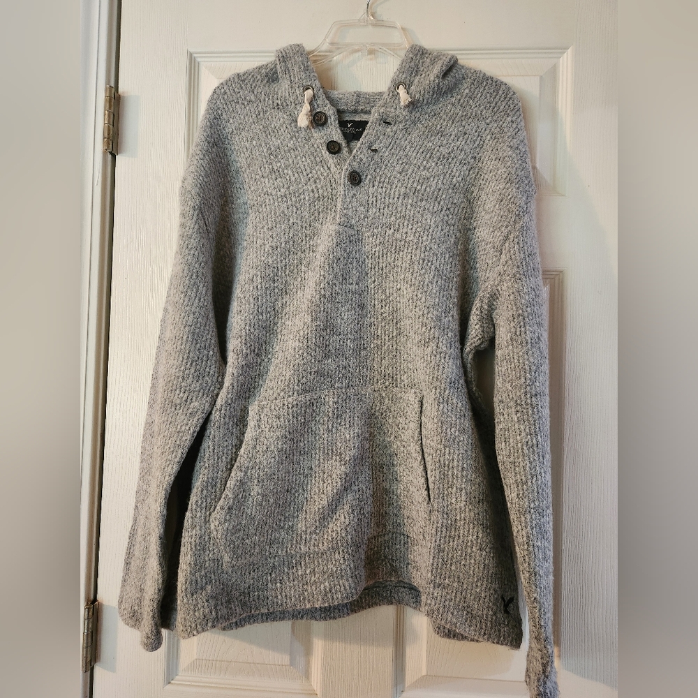 American Eagle Mens Hobo Gray Hooded Sweater/Sweatshirt, Size XL